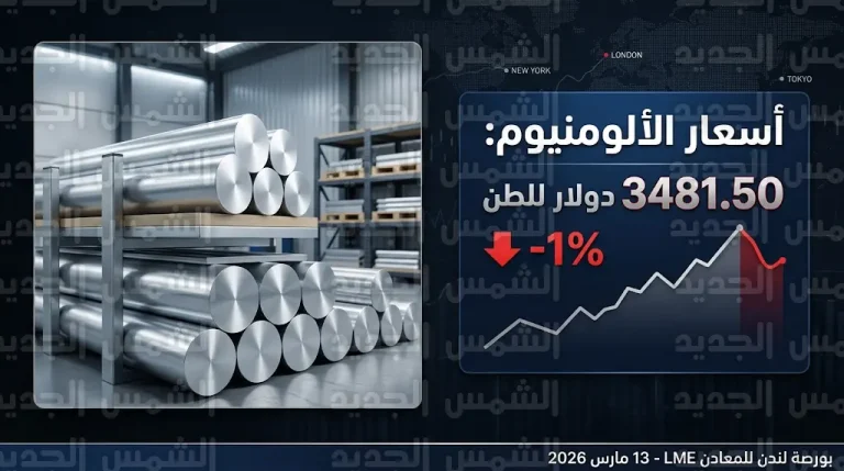 أسعار الألومنيوم اليوم الجمعة 13-3-2026: تراجع المعدن عالمياً من أعلى مستوياته في 4 سنوات