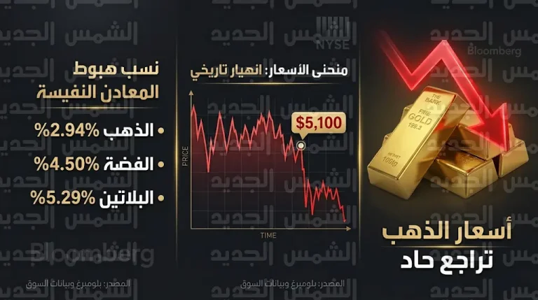 أسعار الذهب والمعادن عالمياً اليوم السبت 14-3-2026: البلاتين يتصدر الهبوط والذهب يكسر حاجز 5100 دولار