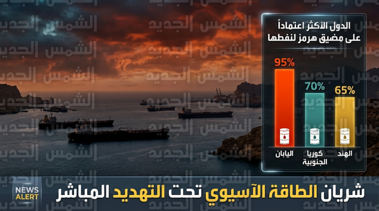 أمن الطاقة في آسيا يدخل مرحلة حرجة مع الإغلاق الفعلي لمضيق هرمز وتوقعات بوصول برنت لمستوى 150 دولاراً