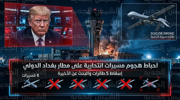 إسقاط 5 طائرات مسيرة انتحارية حاولت استهداف مجمع دبلوماسي أمريكي في العاصمة العراقية بغداد