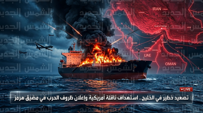 إعلان ظروف الحرب في مضيق هرمز بعد احتراق ناقلة نفط أمريكية جراء هجوم للحرس الثوري الإيراني