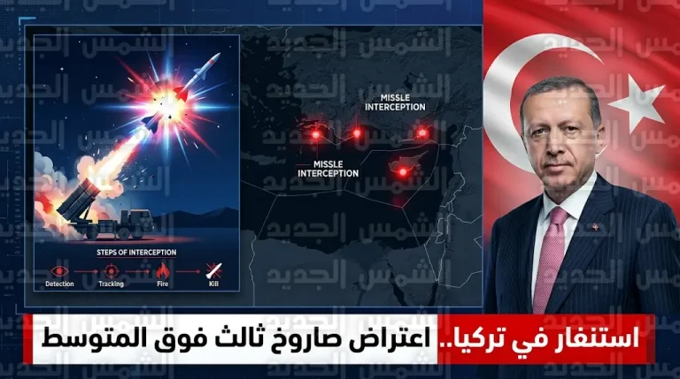 الدفاع التركية تعلن اعتراض منظومات الناتو لصاروخ إيراني ثالث فوق شرق المتوسط خلال مارس 2026