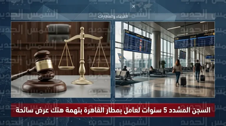 السجن المشدد 5 سنوات لعامل بمطار القاهرة بتهمة هتك عرض سائحة أجنبية داخل صالة الوصول