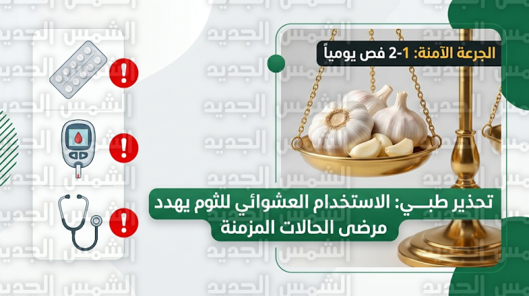 الغذاء والدواء تحذر مرضى الأمراض المزمنة من الاستخدام العشوائي للثوم بجرعات علاجية