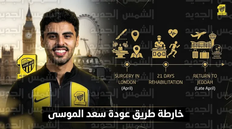 الكشف عن جدول المواعيد الزمنية لتعافي وعودة سعد الموسى للمشاركة مع نادي الاتحاد 2026