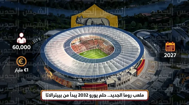 بلدية روما تعتمد مشروع ملعب نادي روما الجديد بتكلفة مليار يورو لدعم ملف استضافة يورو 2032