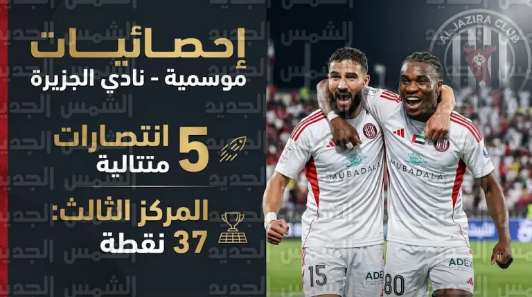 توهج “فخر أبوظبي”.. الجزيرة يحقق انتصاره الخامس توالياً في الدوري الإماراتي 2026 بثلاثية في مرمى خورفكان