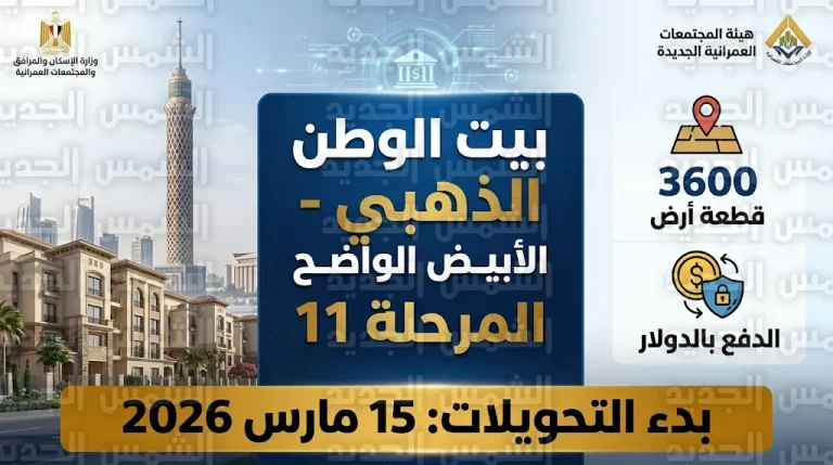 موعد بدء استقبال تحويلات أراضي بيت الوطن المرحلة 11 الأحد 15-3-2026 للمصريين بالخارج