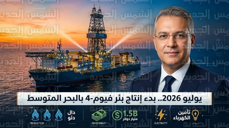 وزارة البترول تحدد موعد بدء الإنتاج من بئر فيوم-4 في البحر المتوسط لتأمين احتياجات محطات الكهرباء