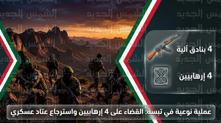 وزارة الدفاع الجزائرية تعلن تحييد 4 إرهابيين وضبط ترسانة من الأسلحة والذخيرة في منطقة تبسة الحدودية
