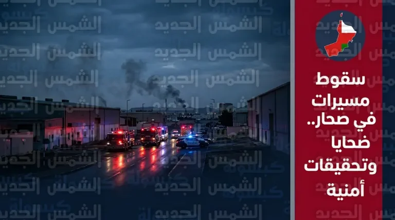وفاة وافدين اثنين وإصابة آخرين جراء سقوط طائرة مسيرة في منطقة العوهي الصناعية بولاية صحار