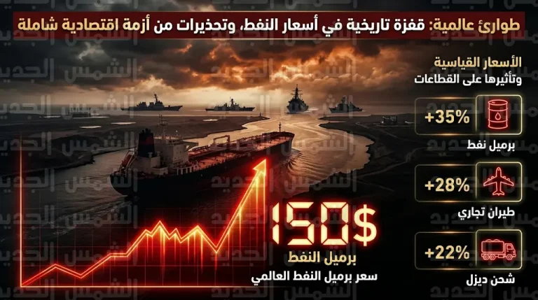 أسعار النفط الفورية تلامس حاجز 150 دولاراً للبرميل وسط ارتباك عالمي ومخاوف من انقطاع الإمدادات بمضيق هرمز