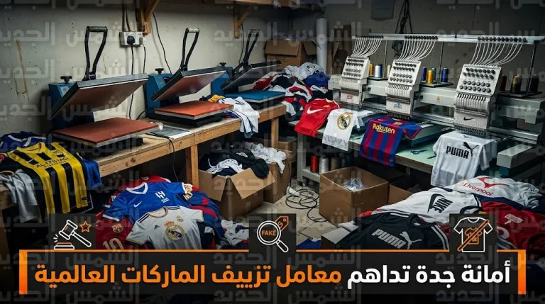 أمانة جدة تداهم 3 مواقع عشوائية وتضبط كميات ضخمة من الملابس المقلدة لماركات عالمية وأندية رياضية