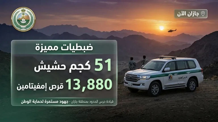 إحباط تهريب 51 كيلوجراماً من الحشيش وأكثر من 13 ألف قرص مخدر في قطاع الدائر