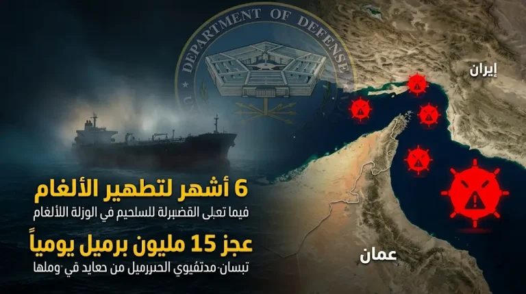 البنتاجون يؤكد حاجة مضيق هرمز لستة أشهر على الأقل لتطهيره من الألغام بعد نهاية الحرب
