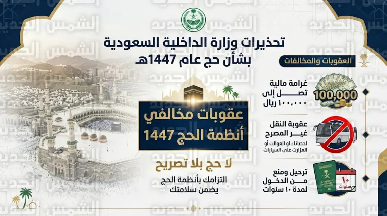 الداخلية السعودية تعلن عقوبة 100 ألف ريال لمصدري تأشيرات الزيارة لمخالفي أنظمة الحج 1447