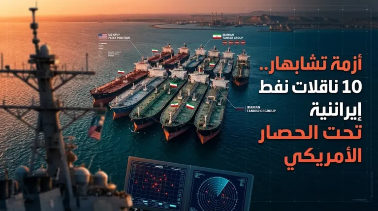 القوات الأمريكية تفرض حصاراً بحرياً وتتسبب في تكدس 10 ناقلات نفط إيرانية قبالة ميناء تشابهار