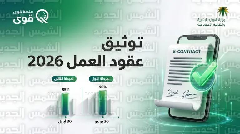 تحديثات توثيق عقود العمل 2026 – 1447هـ: الموارد البشرية تحدد مراحل الالتزام عبر منصة قوى