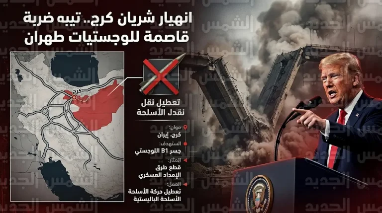 ترامب يحذر طهران من “فقدان كل شيء” بعد انهيار جسر B1 الاستراتيجي في كرج