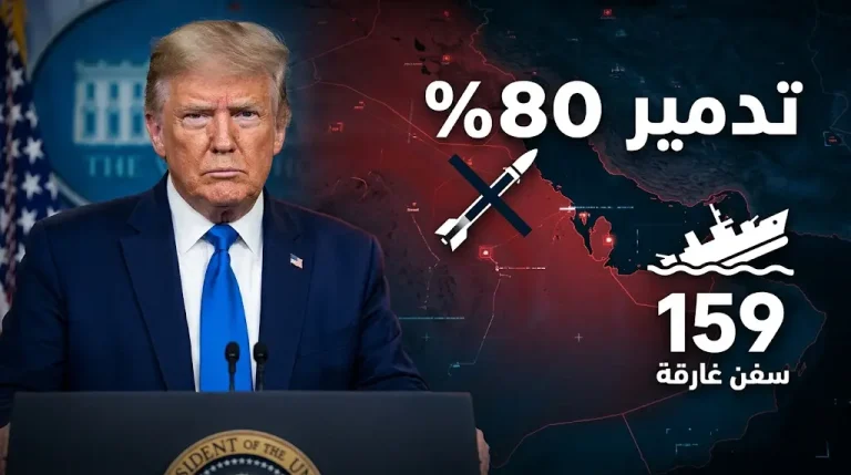 ترامب يكشف تدمير أكثر من 80% من ترسانة إيران الصاروخية وغرق 159 سفينة عسكرية في الخليج