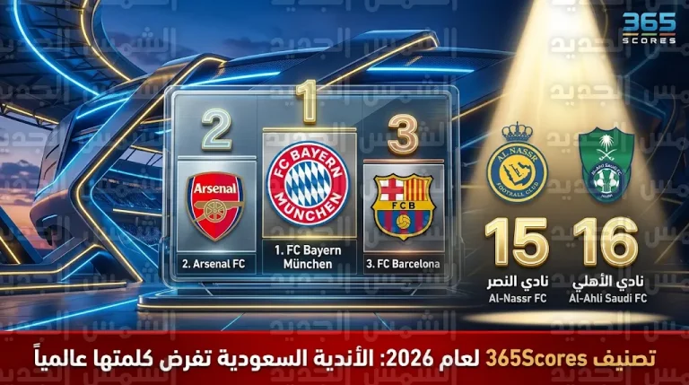 ترتيب أفضل الأندية في العالم 2026: النصر والأهلي يقتحمان قائمة النخبة ويتفوقان على تشيلسي وبنفيكا