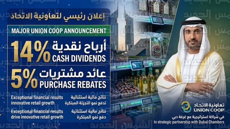 تعاونية الاتحاد تعتمد توزيع أرباح نقدية بنسبة 14% وعائد مشتريات 5% للمساهمين عن عام 2025