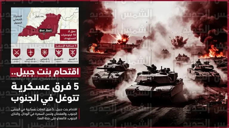 توسيع المناورة البرية في الجنوب اللبناني بمشاركة 5 فرق عسكرية للسيطرة على خط الصواريخ