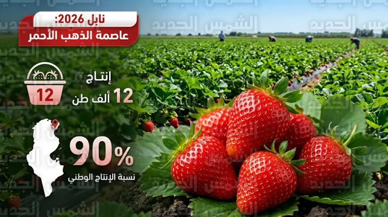 ذروة جني الذهب الأحمر في مزارع نابل وتوقعات بإنتاج 12 ألف طن من الفراولة