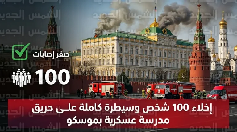 سيطرة كاملة على حريق في مدرسة عسكرية عريقة بموسكو وإجلاء 100 شخص دون إصابات