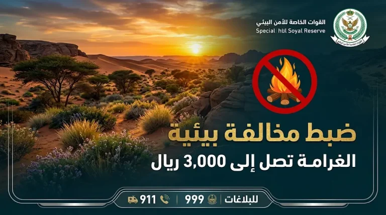 ضبط مخالف لإشعال النار في محمية الملك عبدالعزيز الملكية وغرامات تصل إلى 3000 ريال