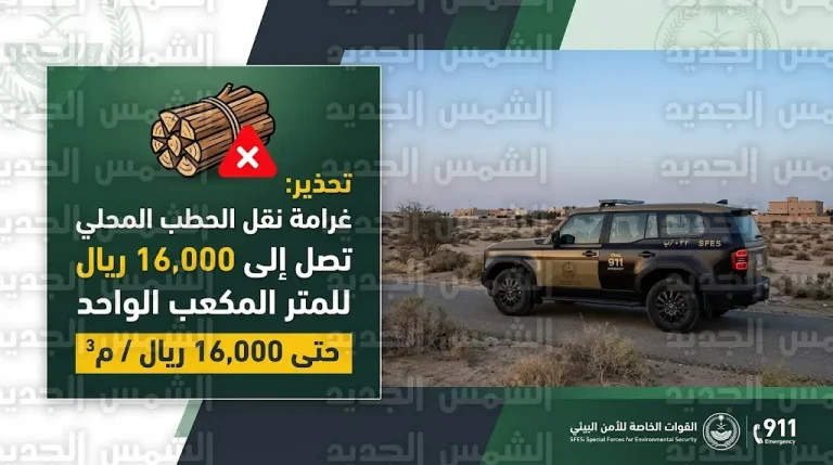 عقوبة نقل الحطب المحلي 2026.. الأمن البيئي يضبط مخالفاً بالرياض بغرامة تصل إلى 16 ألف ريال