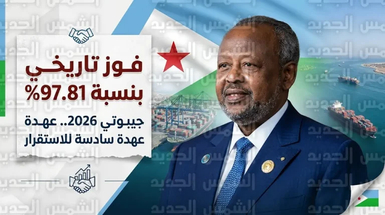 فوز الرئيس إسماعيل عمر جيله بعهدة رئاسية سادسة في جيبوتي بنسبة تصويت بلغت 97.81%