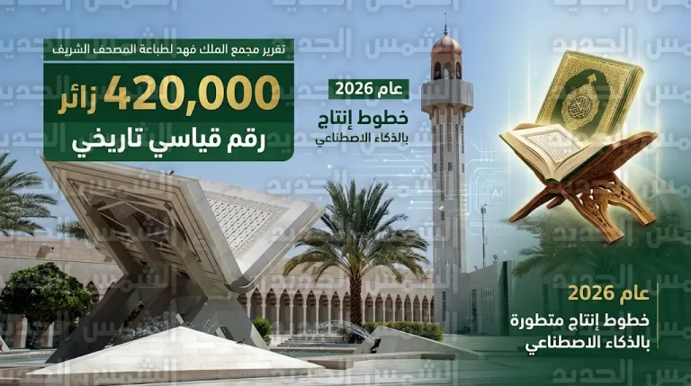 مجمع الملك فهد لطباعة المصحف الشريف يحقق طفرة قياسية باستقبال أكثر من 420 ألف زائر في الربع الأول من 2026