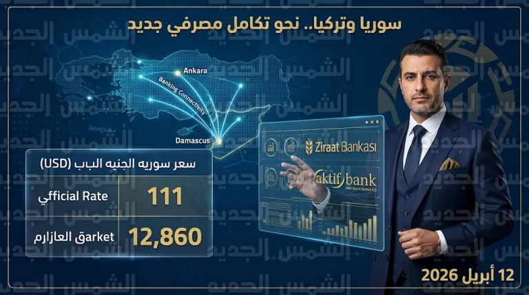 سعر الدولار اليوم في سوريا الأحد 12 أبريل 2026.. تفاصيل الربط المالي مع تركيا وتوقعات بدخول بنك زراعات للسوق