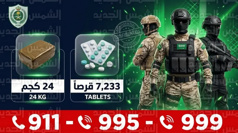 مكافحة المخدرات تحبط ترويج 24 كيلوجراماً من الحشيش و7233 قرصاً طبياً في جازان