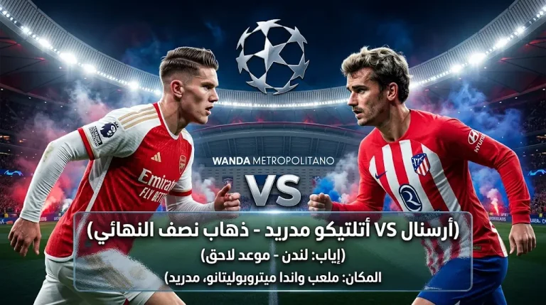 موعد مباراة أرسنال وأتلتيكو مدريد والقنوات الناقلة في نصف نهائي دوري أبطال أوروبا 2026