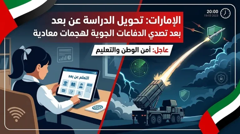 الإمارات تحول الدراسة عن بعد في جميع المدارس بعد تصدي الدفاعات الجوية لهجمات صاروخية إيرانية