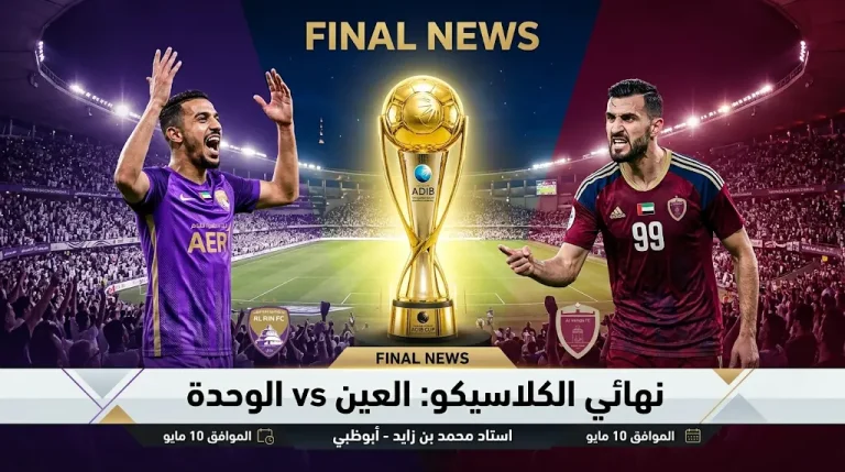 القنوات الناقلة لمباراة العين والوحدة اليوم في نهائي كأس مصرف أبوظبي الإسلامي 2026 والموعد