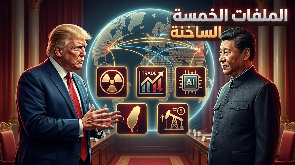 5 ملفات ساخنة على طاولة ترامب وبكين: إيران وتايوان والذكاء الاصطناعي في صدارة المحادثات