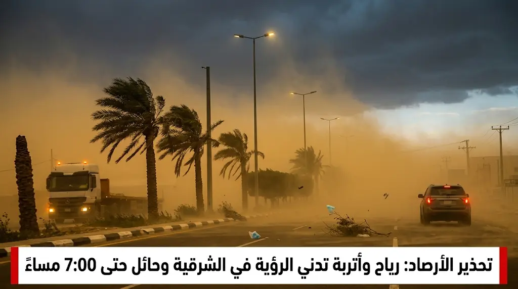 "الأرصاد" تحدد الموعد النهائي.. متى تنتهي حالة الرياح النشطة المثيرة للأتربة في حفر الباطن وحائل؟