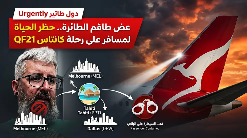 "كانتاس" تحظر مسافراً مدى الحياة بعد اعتدائه "عضاً" على طاقم رحلة متجهة من ملبورن إلى دالاس