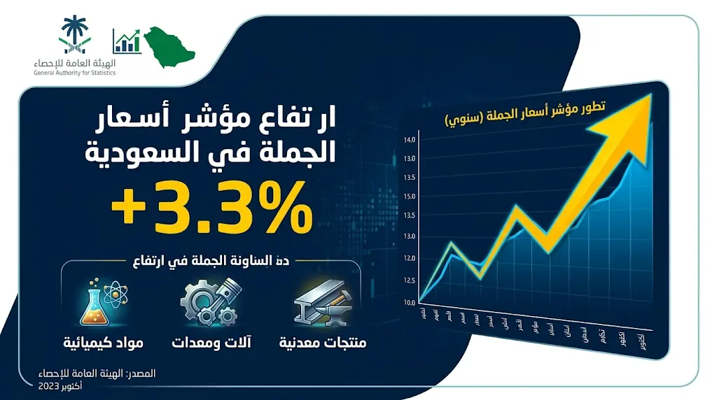 أسعار الجملة في السعودية خلال أبريل 2026 تقفز بنسبة 3.3% مدفوعة بتكاليف المواد الكيميائية والمعادن