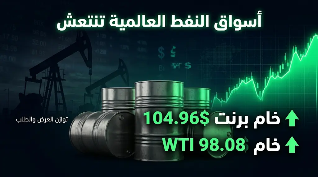 أسعار النفط اليوم الجمعة 22-5-2026: خام برنت يقفز لـ 104.96 دولار والأسواق العالمية تعوض خسائرها
