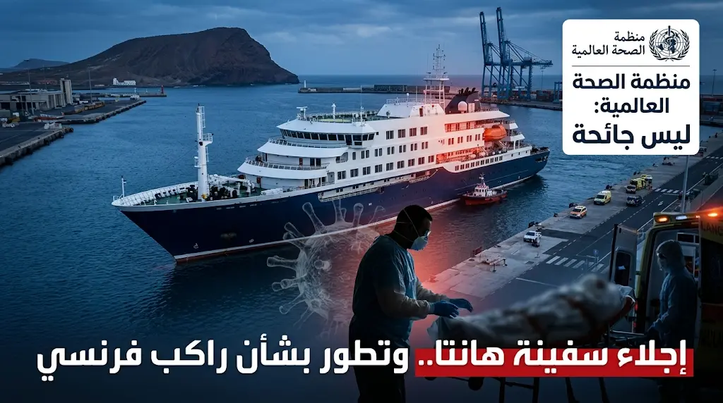 إجلاء "سفينة هانتا" في تينيريفي: راكب فرنسي يُظهر الأعراض ومنظمة الصحة العالمية تُطمئن: "ليس جائحة أخرى"