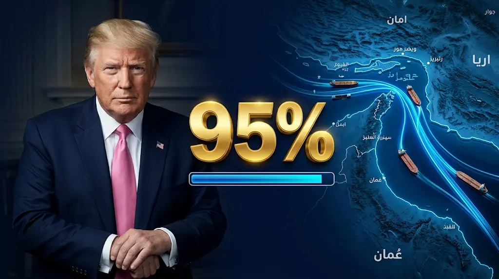 إنجاز 95% من مسودة اتفاق تاريخي بين إدارة ترامب وإيران لتأمين الملاحة في مضيق هرمز