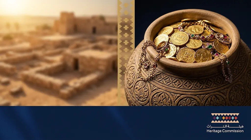 اكتشاف 100 قطعة ذهبية نادرة ومعالم معمارية من العصر العباسي في موقع ضرية بالقصيم