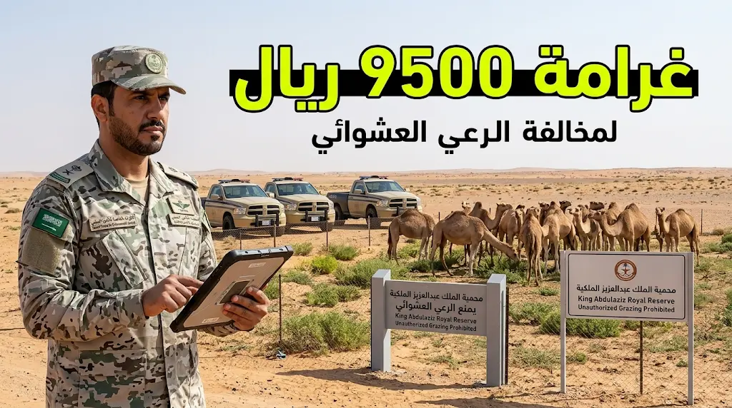 الأمن البيئي يضبط مخالفاً بغرامة 9500 ريال.. تفاصيل مخالفة رعي 19 متن إبل في محمية الملك عبدالعزيز الملكية