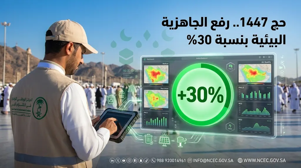 الالتزام البيئي يرفع جاهزيته الرقابية لموسم حج 1447 بنسبة تتجاوز 30% لخدمة ضيوف الرحمن