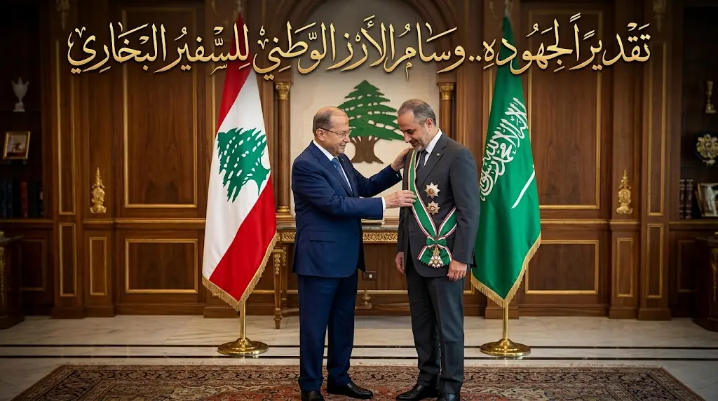 الرئيس عون يقلّد السفير السعودي البخاري وسام الأرز الوطني تقديراً لجهوده في بيروت