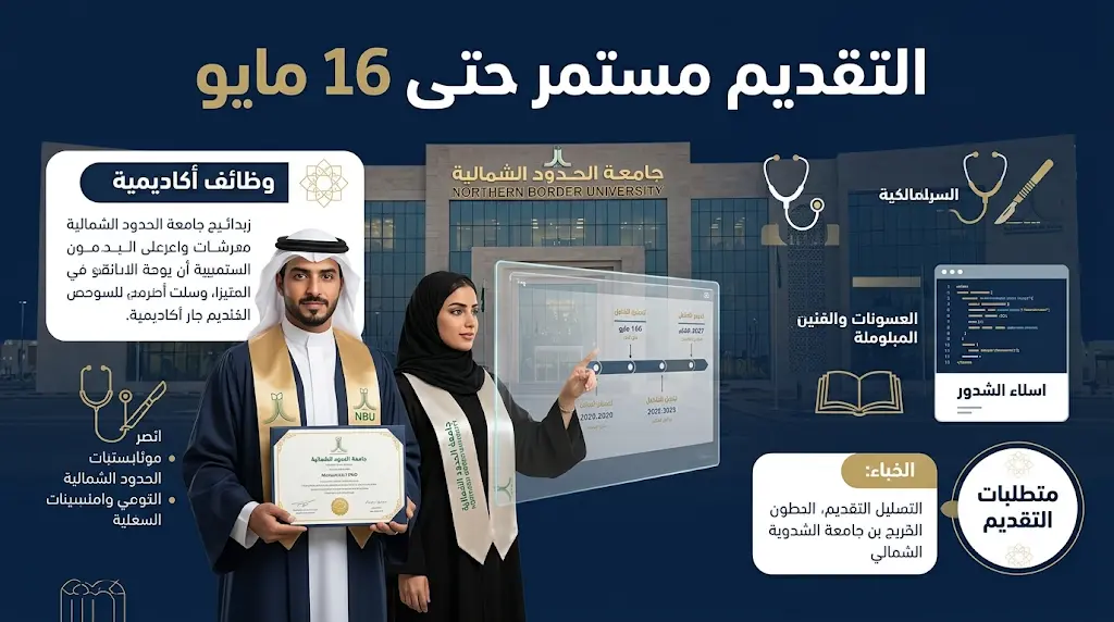 السبت 16 مايو 2026.. الموعد النهائي للتقديم على التعاون الأكاديمي بجامعة الحدود الشمالية.